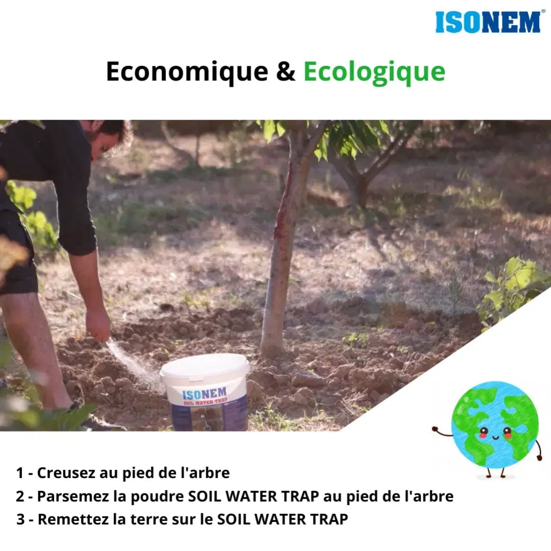 ISONEM by ALFAS 1 kg ISONEM® SOIL WATER TRAP - Economie d'arrosage - Récupérateur - Absorbeur et diffuseur d'eau - Réservoir d'eau naturelle
