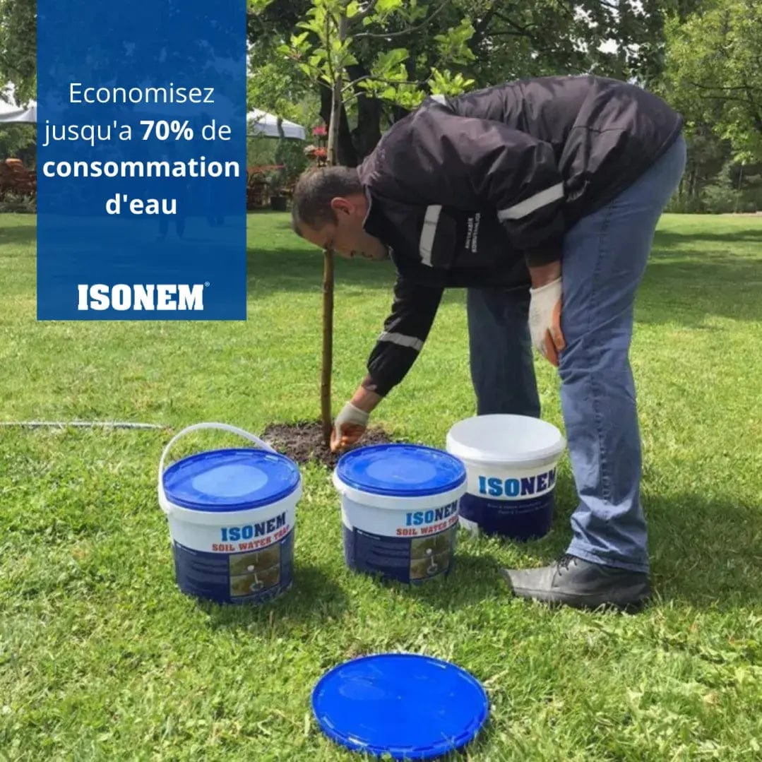 ISONEM by ALFAS 1 kg ISONEM® SOIL WATER TRAP - Economie d'arrosage - Récupérateur - Absorbeur et diffuseur d'eau - Réservoir d'eau naturelle