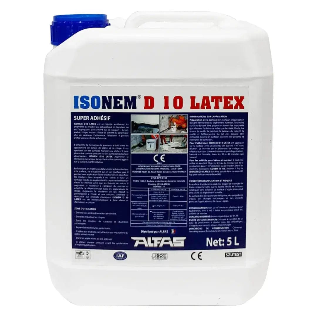 ISONEM by ALFAS 5 L ISONEM® D10 LATEX - Résine d'adhérence et additif concentrée pour mortier