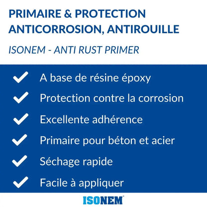 ISONEM by ALFAS Blanc cassé / 5 L ISONEM® ANTI RUST PRIMER - Primaire antirouille, anticorrosion - Stop rouille - Apprêt et sous couche