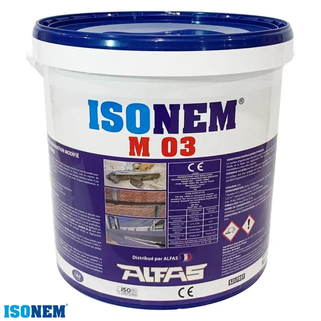 ISONEM by ALFAS Gris / 25 kg ISONEM® M03 - Mortier de réparation fibré - Étanche - Multiusages