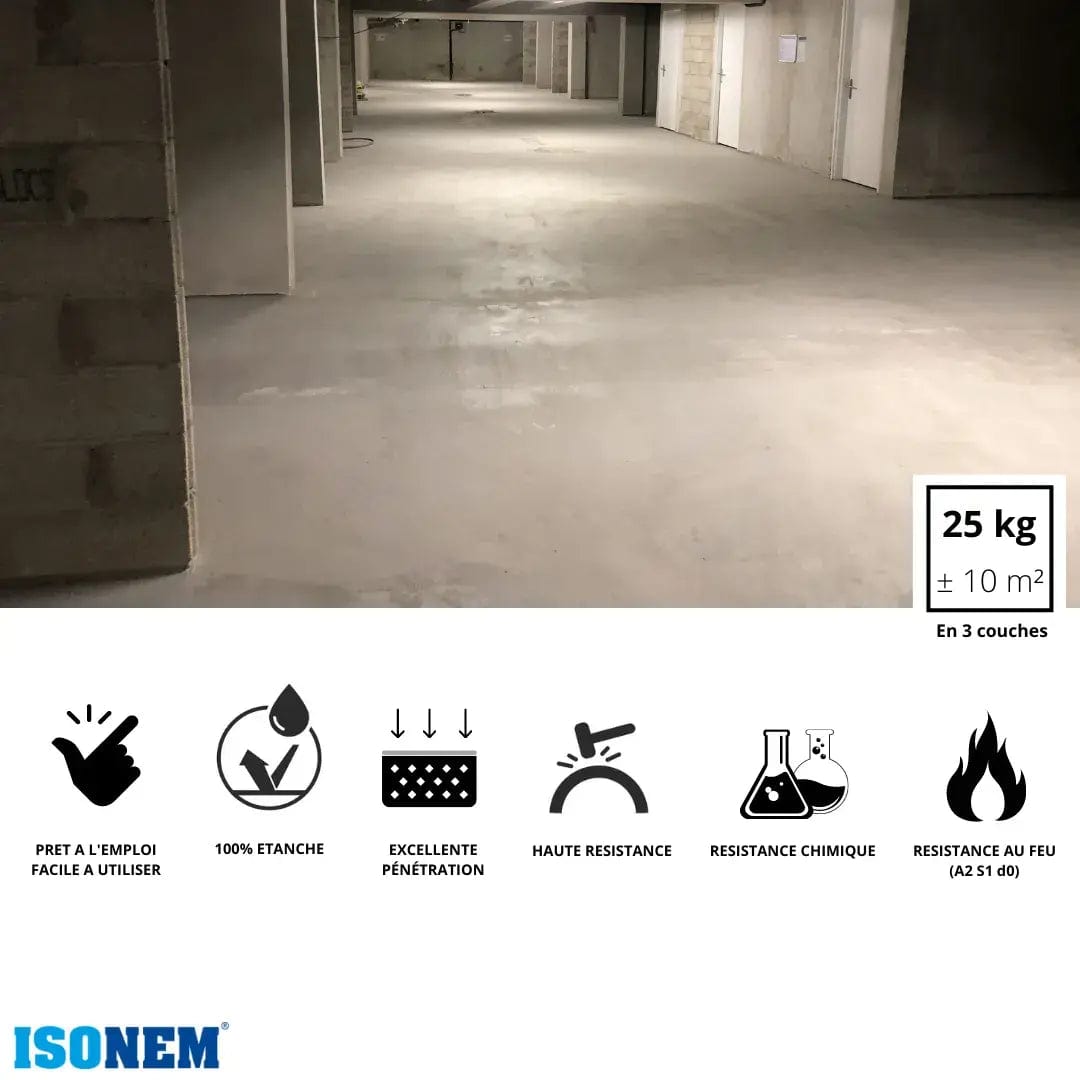 ISONEM by ALFAS Gris / 25 kg ISONEM® M35 - Mortier de cuvelage - Étanchéité cave - Cage d'ascenseur - Sous-sols - Parking - Tunnel