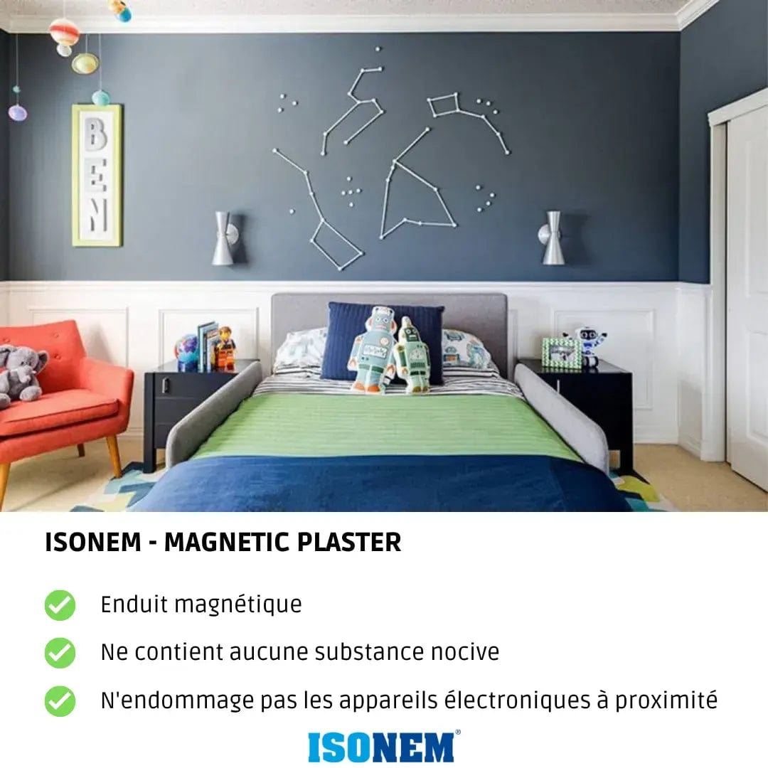 ISONEM by ALFAS Noir / 5 kg ISONEM® MAGNETIC PLASTER - Tableau Magnétique Mural - Enduit Magnétique - Création Tableau magnétique