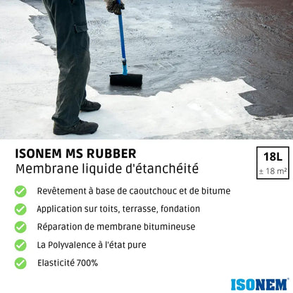 ISONEM by ALFAS Résine d'étanchéité Noir / 18 kg ISONEM MS RUBBER® - RESINE D'ETANCHEITE Noir - Etanchéité Des Murs Enterrés, Fondations, Jardinières, Balcon...