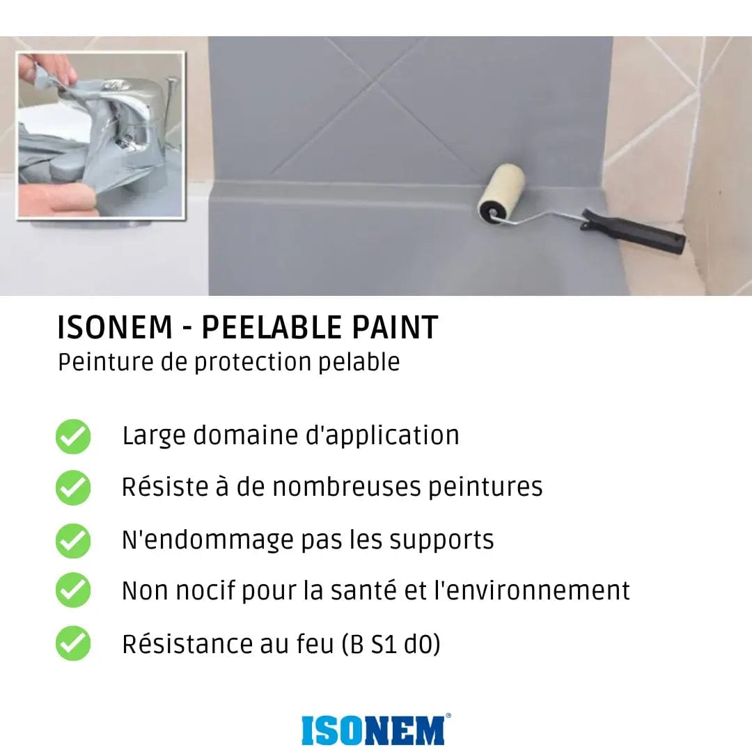 ISONEM by ALFAS Transparent / 10 L ISONEM® PEELABLE PAINT PLUS - Membrane de Protection - Bâche, Polyane - Menuiseries, Évier, Faïences…