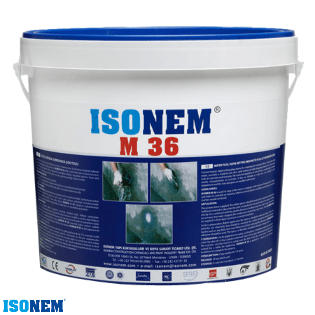 ISONEM by ALFAS 5 kg ISONEM® M 36 - Mortier - Prise Rapide - Colmatage Des Fuites Et Infiltrations D'eau En 40 Sec. - Mortier anti-fuites d'eau