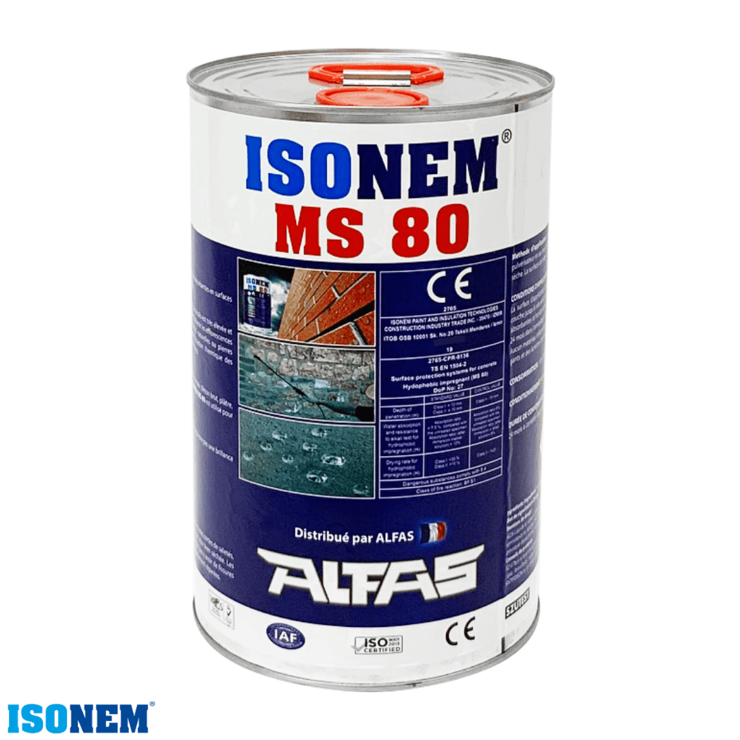 ISONEM by ALFAS Protection façade 3.5 L ISONEM® MS80 - Imperméabilisant - Protection façade, Toits, Tuiles, Pierres - Hydrofuge incolore - 3,5 Litres ± 25 m²